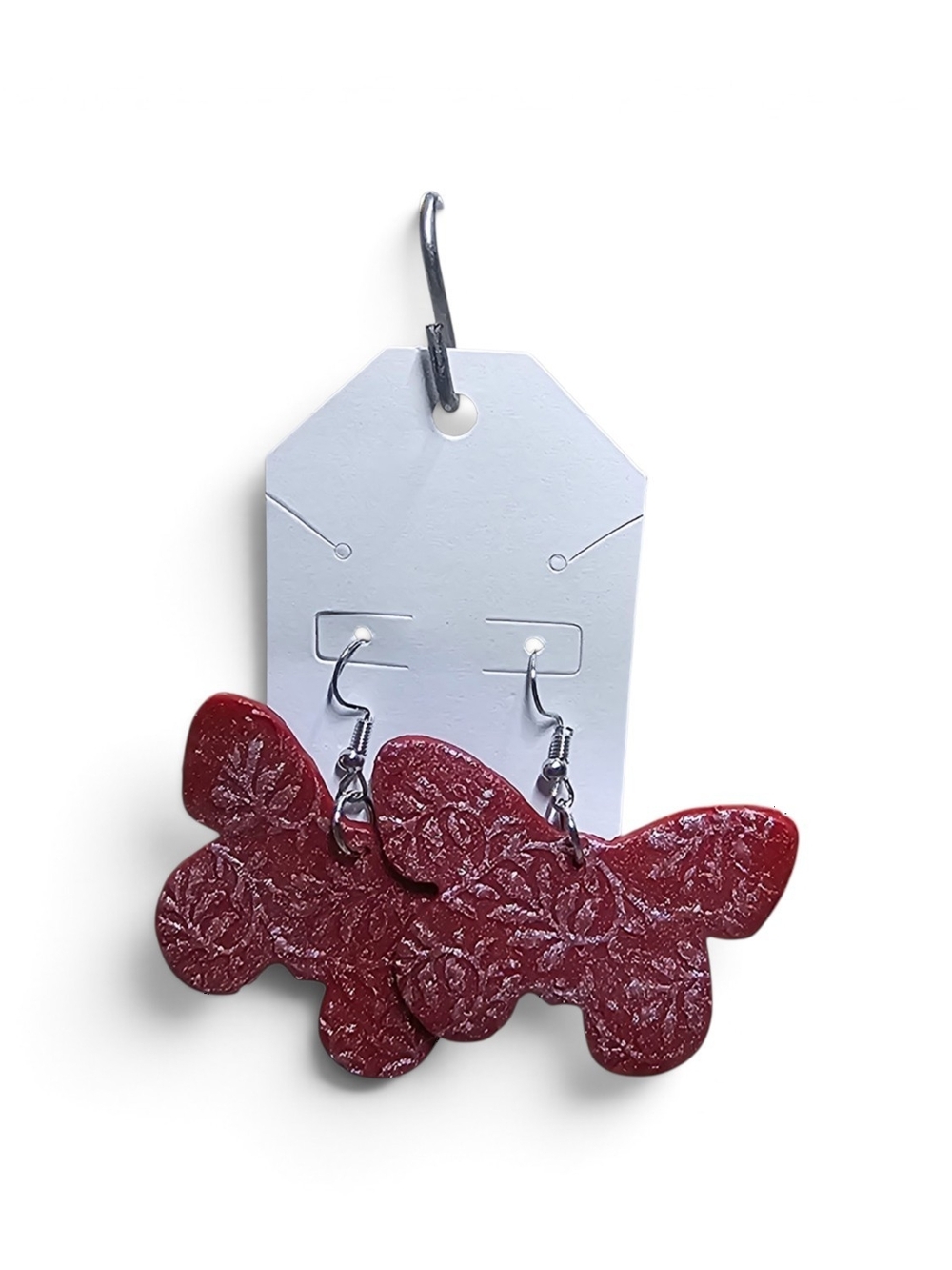 Red Floral Butterfly Dangle Earrings - Women Jewelry